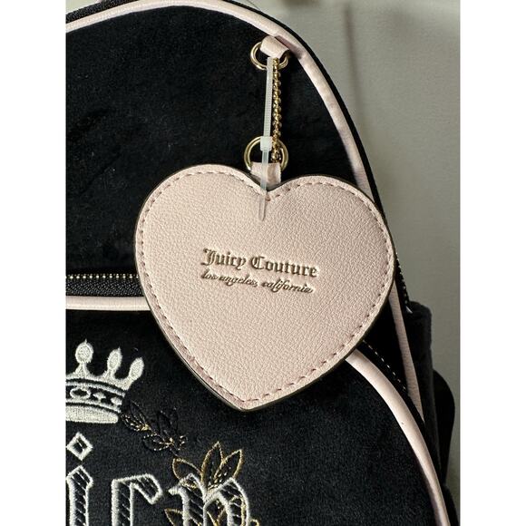 Juicy Couture Backpack, Retro Heritage Embroidered Bag - Black Velour & Pink NWT main image 5